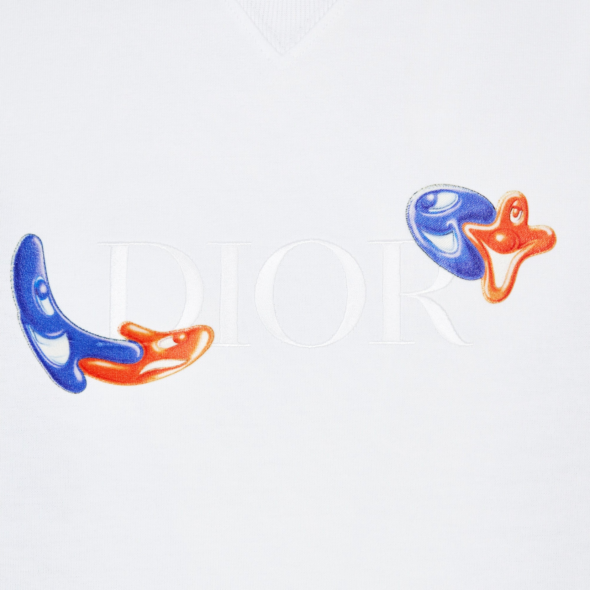 Dior x Kenny Scharf Embroidered White T-Shirt