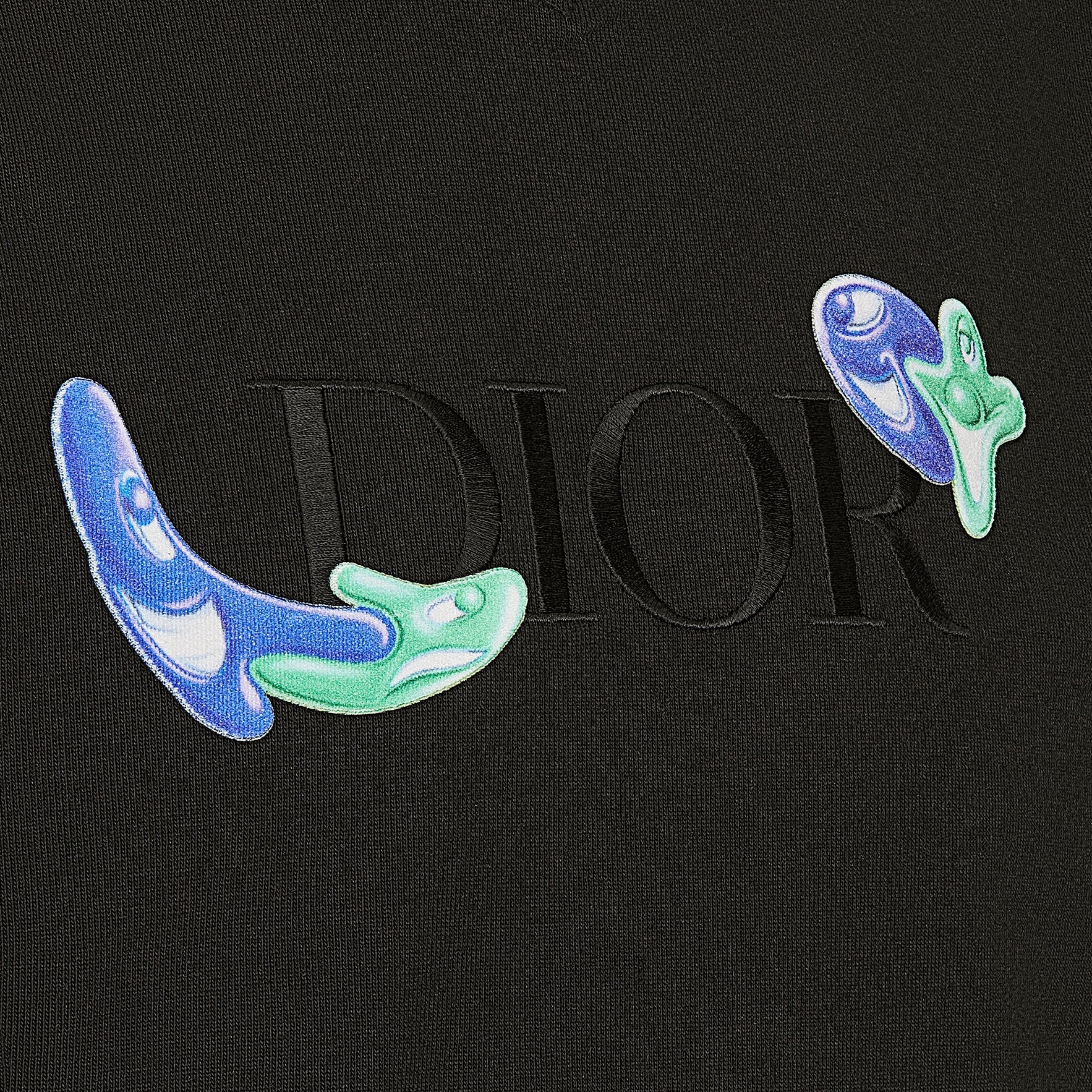 Dior x Kenny Scharf Embroidered Black T-Shirt