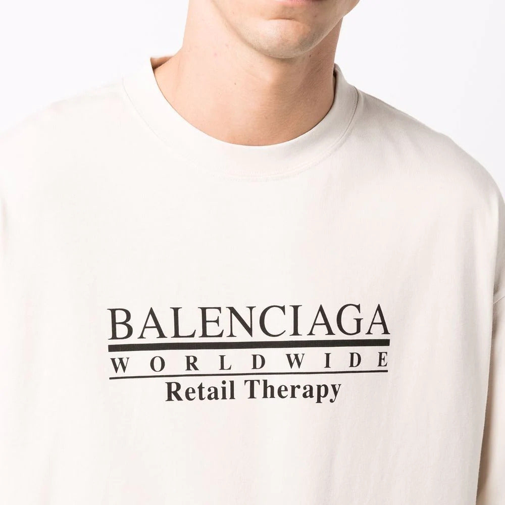 Balenciaga Retail Therapy Slogan White T-Shirt