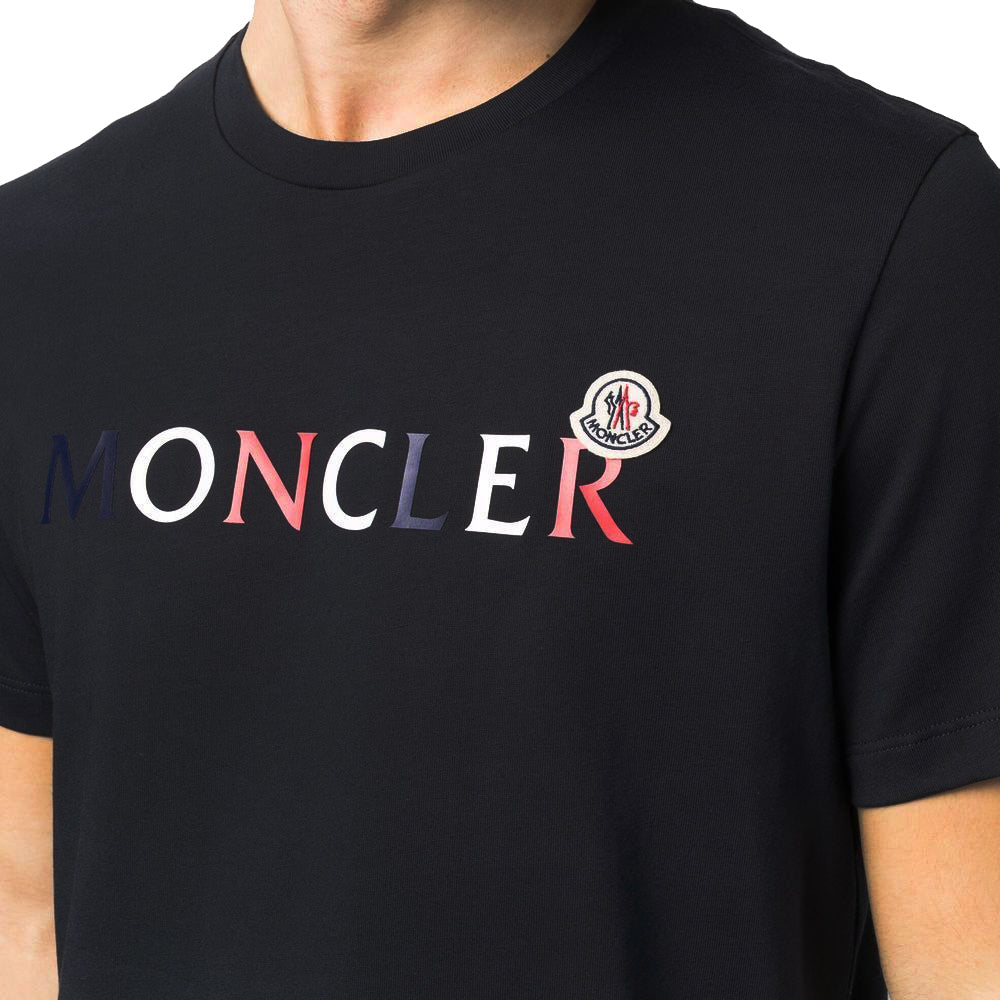 Moncler Tricolore Text Logo Black T-Shirt