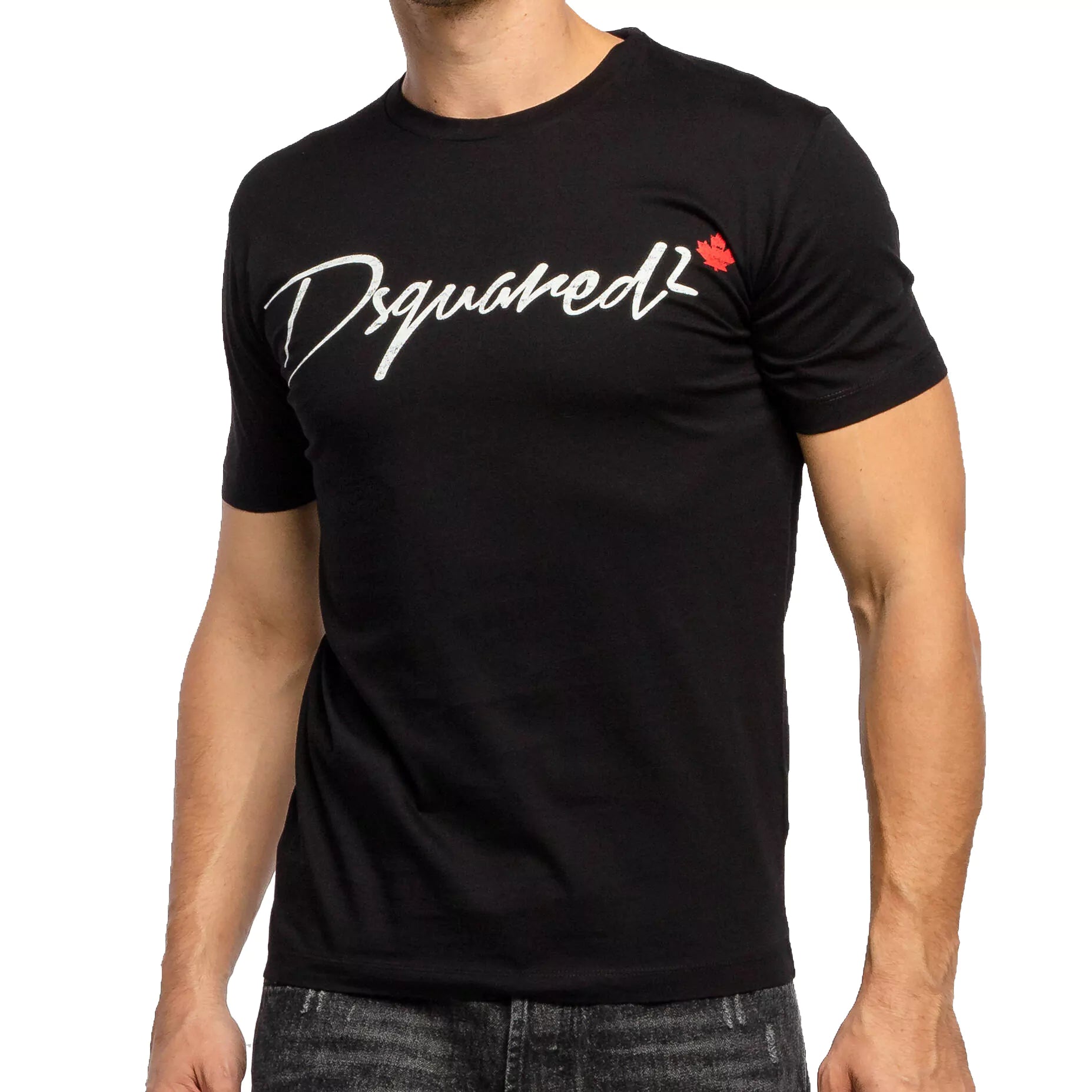 Dsquared2 Calligraphic Maple Leaf Black T-Shirt