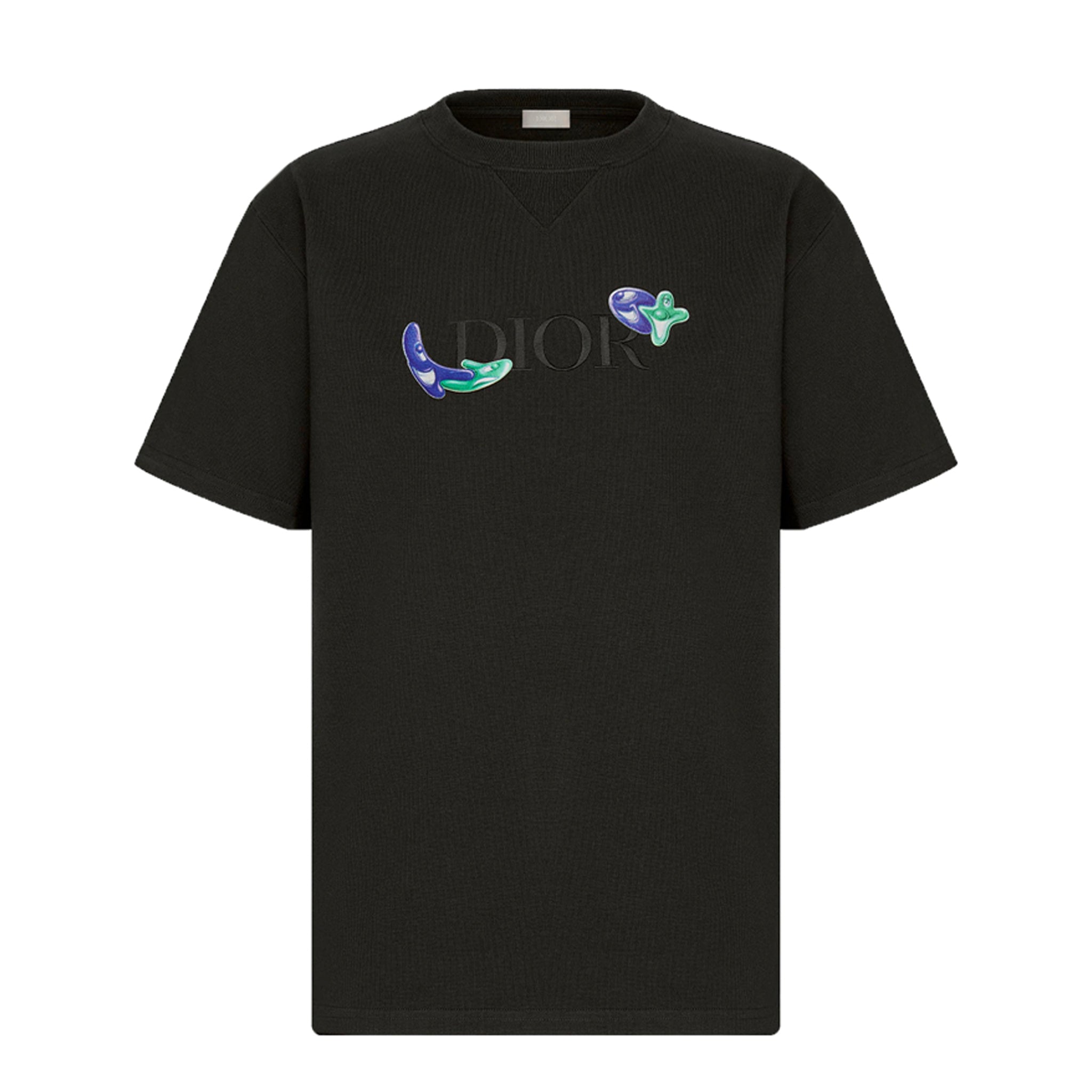 Dior x Kenny Scharf Embroidered Black T-Shirt