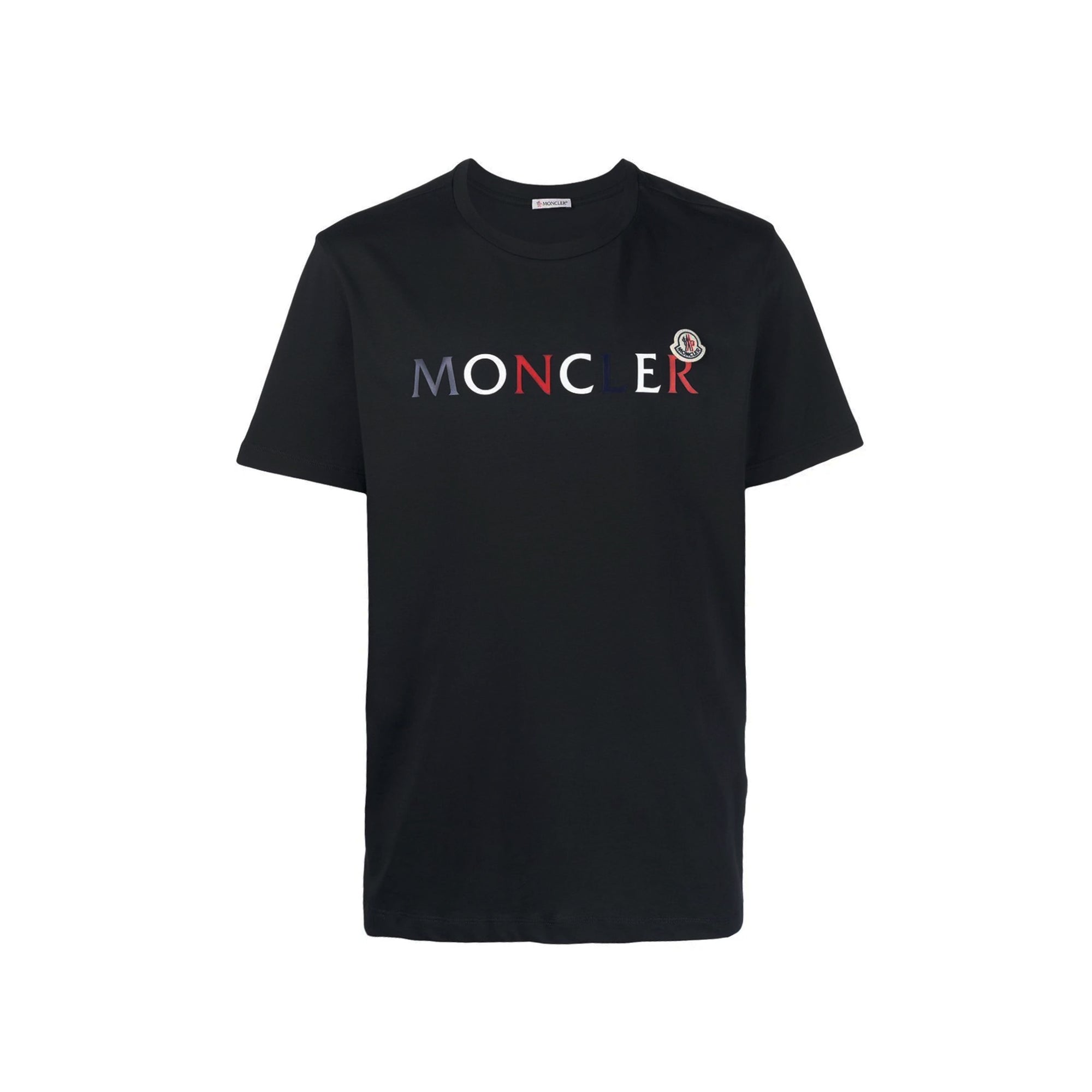 Moncler Tricolore Text Logo Black T-Shirt