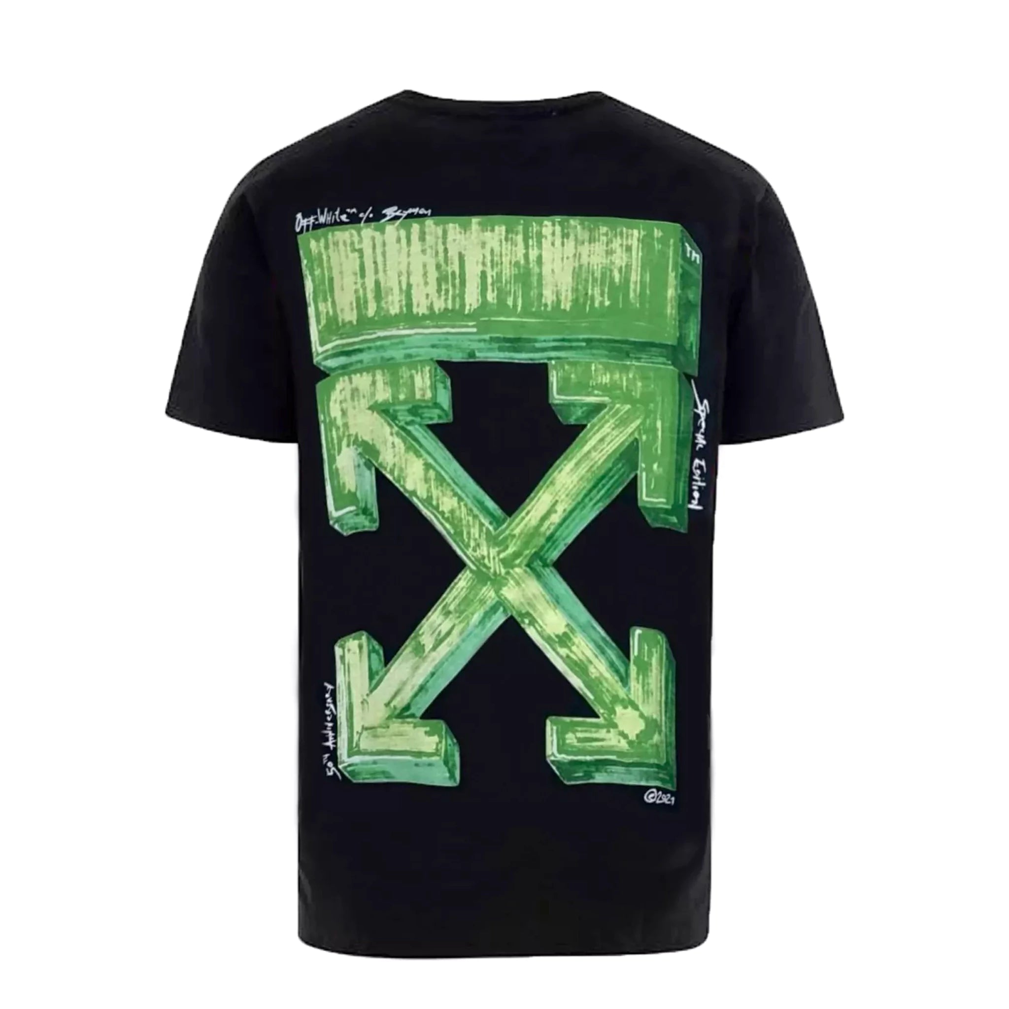 Off White 3D Arrow Marker Print Black Green T-Shirt