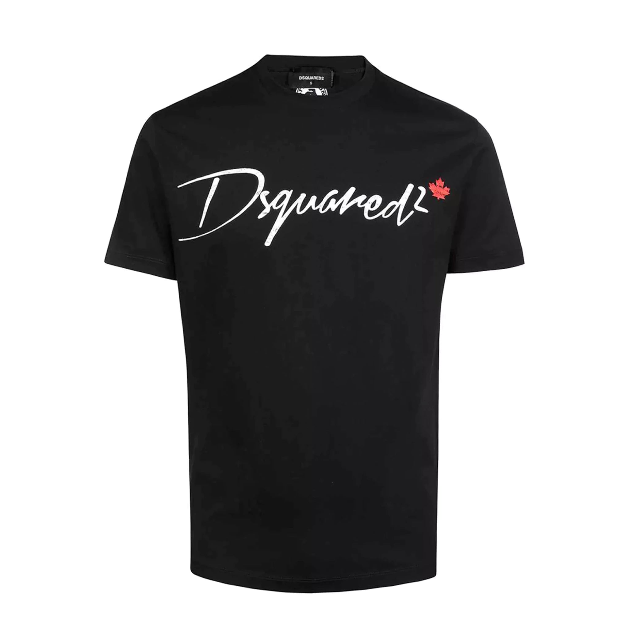 Dsquared2 Calligraphic Maple Leaf Black T-Shirt