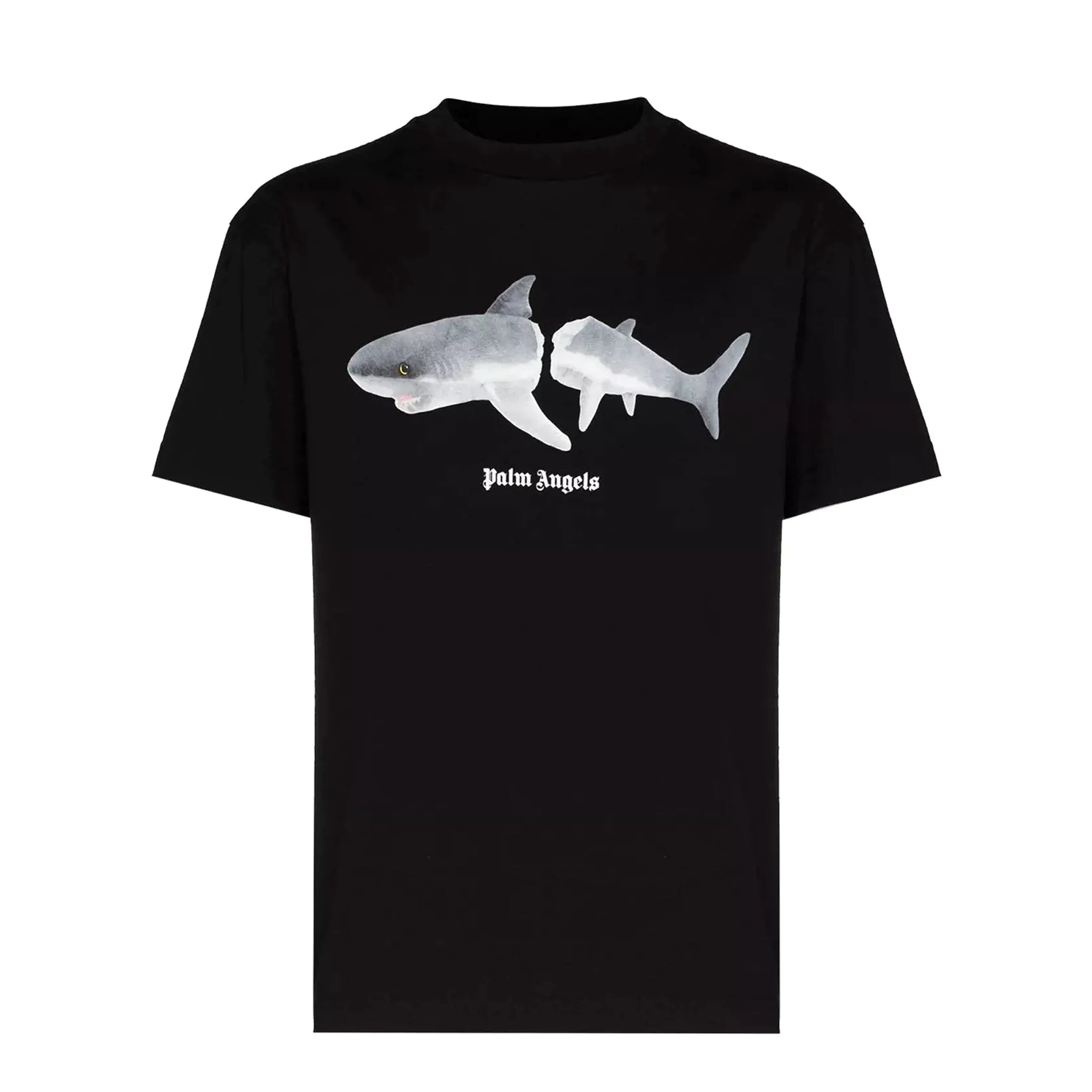 Palm Angels Shark Print Logo Black T-Shirt