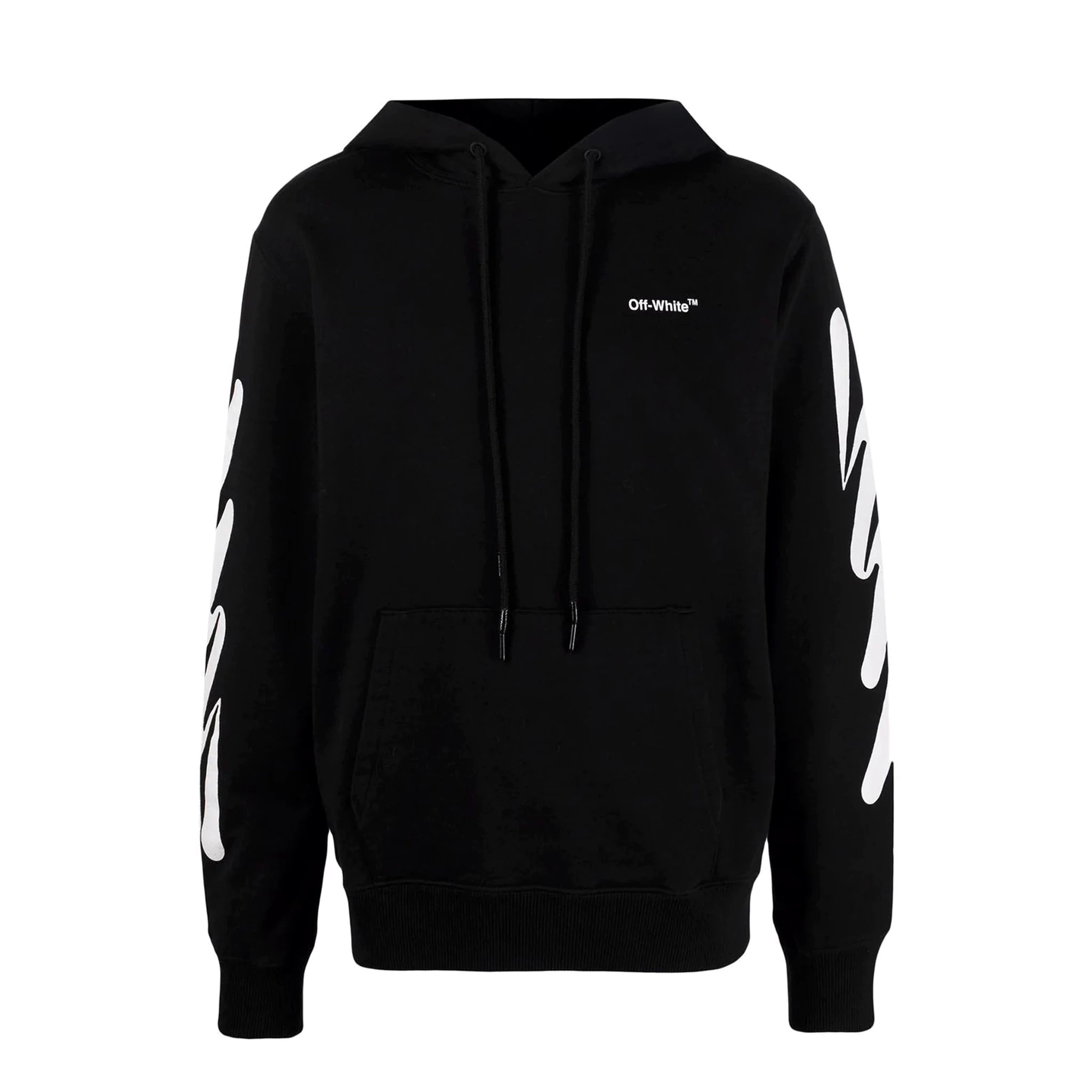 Off White Diagonal Wave Print Black Hoodie